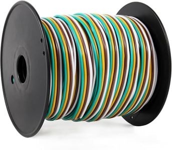 Serlainxin 14 Gauge 100FT Trailer Wiring, Heavy Duty 4-Wire Trailer Wiring Harness Kit, Wishbond Color-Coded Waterproof 4 Way Trailer Wire Kit for Rewiring Boat, Trailer