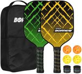 Pickleball Paddles Set of 2, 7.5oz Fiberglass Honeycomb Core Pickleball Racket with Outdoor/Indoor Ball, Portable Shoulder Bag, Paddle Grip and Tape, Pickleball Gifts for Family, Kids and Beginner