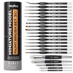 Nicpro Miniature Paint Brushes Drybrush - 21PCS Model Paint Brush Set for Acrylic, Watercolor Detail Paint Brush Dry Brush for Warhammer 40k, Miniature Model, Citadel, Paint by Number- with Container