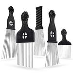 5 Pack Afro Pick Afro Comb Metal Picks for Hair, Afro Pick Combs for African American Hair Styling Tool Hair Comb for Hair Styling Hair Picks for Curly Hair Fist Pick for Hair