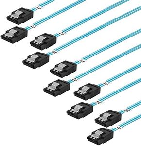 ADCAUDX SATA-III Cable:0.5M,5 Pack SATA 6Gbps Cables Thin SATA Cable,Straight SATA SSD Cable,Flexible-SATA Cable for SSD, HDD, CD, DVD Drives,Blue (1.6FT)