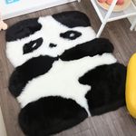 Panda Shaped Area Rug, Cute Bedroom Sheepskin Rug Soft Faux Fur Fluffy Comfy Carpet for Bathroom Floor Sofa Living Room (Panda B)