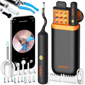 Bebird Max Ear Cleaner with Camera, IP67 HD Ear Otoscope for Wax Removal | FSA/HSA Eligible, Anti-fog, Clear, Steady Views in Narrow Ear Canals: 12 LEDs, Slim 3.6mm Tip, Stable 5G WiFi, 80-min Runtime
