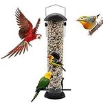 Bird Feeder Tube Hanging Feeders with 4 Port,Bird Feeders with Steel Hanger Weatherproof Great for Attracting Birds Outdoors Garden Backyard,1 Pack