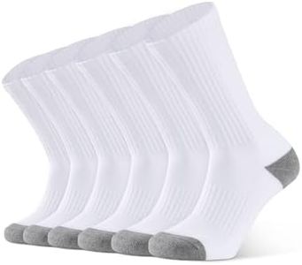Closemate 6 Pairs Mens Cushion Crew Socks Moisture Wicking Athletic Cotton Socks for Sport Training Work(6White, Size M)