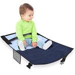 WISEPRO Kids Airplane Seat Footrest, Toddler Airplane Bed, Toddler Airplane Seat Extender, Kids Airplane Hammock, The Airplane Seat Companion, for Easy Travel (Blue+Darkblue)