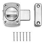 QWORK® Rotate Bolt Latch Lock Stainless Steel Gate Bathroom Door Lock, Applicable to Various Doors, Silver