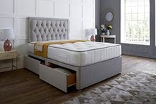 Silver Plush Memory Foam Divan Bed Set With Tufted Mattress, 2 Drawers and Headboard (6FT Superking)