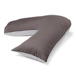 CnA Stores Orthopaedic V-Shaped Pillow Extra Cushioning Support For Head, Neck & Back (CHARCOAL/GREY, V-pillow With 2 Tone Cover)