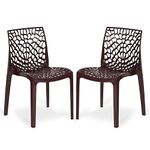 Supreme chairs Web Plastic Chair| Armless Chair for Dining Room Set, Cafe and Restaurents | Weight Bearing Upto 220kg | 6 Months Warranty*| (Color: Globus Brown | Set of 2 Piece)