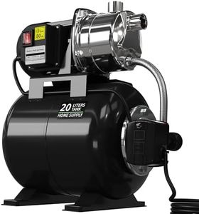 1.6HP Shallow Well Pump with Pressure Tank, 1000GPH 5-Gal Irrigation Jet Pump with Automatic Booster System for Home, Garden, Lawn,120V, Black