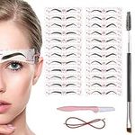 TEUVO Eyebrow Stencils Kit for Beginner 3 Minutes Makeup, 24 Styles of Templates, 1 Eyebrow Brush and 1 Eyebrow Razors Trimmer, DIY Eyebrow Kit for Women