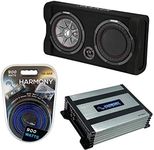 Harmony Audio Kicker 47TRTP102 Car Audio Down Firing 10" Thin Sub Box Passive Radiator Bundle with Harmony HA-A400.1 Amplifier & Amp Kit