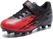 ziitop Kids Soccer Shoes for Boys Girls Youth Football Cleats Outdoor & Indoor Baseball Shoes, Lightweight Breathable Conical Studs, Running & Training for Students (Little Kids/Big Kids), Blackred, 3