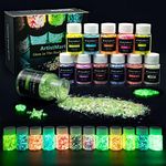 Glow in The Dark Glitter, 12 Colors Chunky Glitter for Tumblers, High Luminous Holographic Glitter for Resin Crafts Epoxy Slime, Cosmetic Grade Nail Glitter Set for Face Body Skin