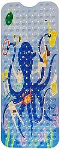 Non Slip Bath Mat for Inside Bath for Kids, Cartoon Sea Animal Bathtub Mat Shower Mat, Bathroom Mat Anti Slip with Suction Cup Machine Washable Long 40 X 16 Inch, 100 x 40cm - Octopus