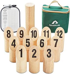 ApudArmis Wooden Tossing Game Set, Numbered Block Toss Games Set with Scoreboard & Carrying Case - Outdoor Lawn Backyard Beach Game for Kids Adults Family