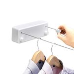 Bakala Retractable Clothesline,Portable Travel Outdoor Indoor Clothesline Rope,Wall Mounted Space-Saver,Adjustable Stainless Steel Double Rope String,Clothes Drying Rack for Balcony,Bathroom(White)