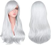 AOMIG Long Wavy White Wigs for Wome