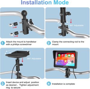 Carpuride W702 Motorcycle GPS CarPlay Screen – 7" Waterproof Touchscreen, Wireless Android Auto, Bluetooth, Navigation