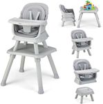 INFANS 8 in 1 Baby High Chair, Convertible Highchair for Babies and Toddlers, Infant Dining Booster Seat, Building Block Table, Kids Stool Table Chair Set with Removable Tray (Grey)