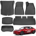 CYBERBEANS 6Pcs Car Mats Fit for Tesla Model 3 Highland Accessories 2024 2025 Floor Mats and Cargo Liner All-Weather TPE Boot Mats