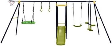 HONEY JOY 7-in-1 Kids Swing Set w/2