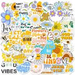 50 Pcs Beautiful Stickers Aesthetic Waterprof Vinyl Sticker Packs for Laptop Water Bottle Kindle Adults Kids Teens Girls Boys Sun Flowers