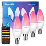 Lepro BC1 AI Smart Light Bulb E14, Music Sync Bluetooth Bulbs, AI Generated Lighting, Voice Control via APP, Dynamic Color Changing Light Bulbs, Dimmable Small Screw LED Candle Bulb, 4 Packs