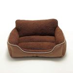 SITSNOOZE Bolster pet Dog Bed - Soft Plush Orthopedic Washable Dog Sofa with Waterproof Bottom for All Breeds Large Dogs & Cat Brown XXXL