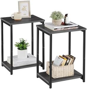 VASAGLE Side Tables Set of 2, Small End Table, Nightstand for Living Room, Bedroom, Office, Bathroom, Misty Gray and Classic Black ULET272B68