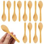 12pcs Wooden Spoons Handmade,13cm Mini Wooden Spoons,Wooden Children Spoon,Handmade Wood Spoon Small Serving Spoons Honey Teaspoon Round Spoons for Condiments Sugar Salt Jam Short Handle Wooden Spoon