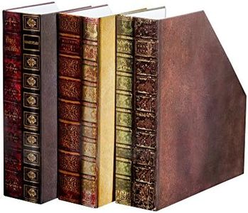 Bits and Pieces - Heavy-Duty File Organizer and Magazine Holder – Set of 3 – Decorative Classic Books Themed Magazine Rack - 3" x 11" x 12