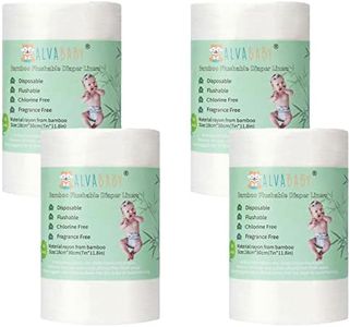 ALVABABY Diaper Liners 4 Rolls for Baby Cloth Diaper 11.8 x 7.1 Inch Disposable Natural Soft Compostable Fragrance Free and Chlorine Free 400 Sheets