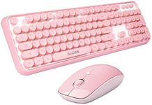 SADES V2020 Wireless Keyboard and Mouse Combo,Pink Wireless Keyboard with Round Keycaps,2.4GHz Dropout-Free Connection,Long Battery Life,Cute Wireless Moues for PC/Laptop/Mac(Pink)