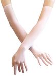 JAMOR Ultrathin Five-Finger Gloves Seamless Anti-Hook Bridal Wedding Gloves Sun Gloves Long Transparent Gloves Breathable Comfort Soft Wedding Outdoor Driving Party (White)