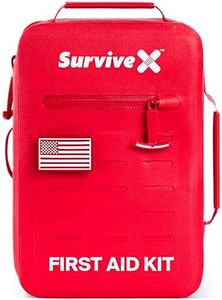SurviveX Large Waterproof First Aid Kit for Car, Travel & Home - Emergency Kit for Hiking, Camping, Backpacking and Outdoors - Includes Zip Stitch Wound Closure Strips