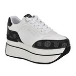 Guess Women's Camrio Sneaker, White/Black Logo 142, 7.5