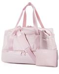 Weekender Bags for Women,BAGSMART Travel Duffel Bags with Shoe Compartment and Toiletry Bag,Personal Item Travel Bag for Airlines, Carry on Overnight Tote Bag,Pink-2pcs