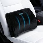 ORTHICO Lumbar Support Back Cushion for Car Seat & Office Chair, Ergonomic Lower Back Support Pillow for Back Pain Relief, Portable Backrest Cushion for Driving, Travel, Home & Work Seating (Black)