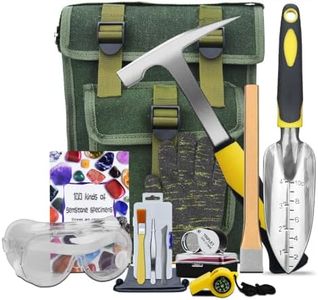 14 PCS Geology Rock Pick Hammer Kit, Gold Mining & Prospecting Equipment Tool, Musette Bag, 22oz Hammer & Digging Chisels, Shovel, Magnifying Glass, Whistle, Goggles