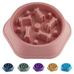 Small Slow Feeding Dog Bowl Slow Feeder Dog Bowls Feeder Slow Healthy Eating Dog Food Bowl Puppy Bowl Dog Bowls Eating For Small Medium Size Dogs(Pink, Bone)