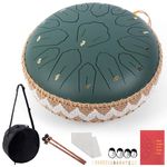 LOMUTY Tongue Drum C Major, 12 Inch 30 cm 15 Note Rain Drum, Steel Tongue Drum for Sound Healing, Meditation, Musical Education and Yoga, Steel Tongue Drum as a Gift, Green