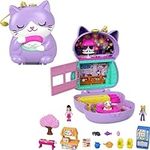 Polly Pocket Compact Playset, Sushi Shop Cat with 2 Micro Dolls & Accessories, Travel Toys with Surprise Reveals