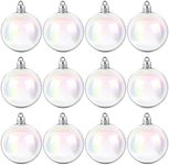 Jutom Iridescent Ornaments Plastic Clear Bubble Hanging Ornaments Balls Bulk Wedding Decorative Hanging Ornaments DIY Craft for Birthday Graduation Party Decor(1.18 Inch, 12 Pcs)