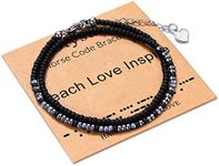 Btysun Inspirational Morse Code Bracelets for Women Men Teen Girl Gifts Best Friend Birthday Gifts for Him Her Adjustable Layered Secret Message Sister Bff Girfriend Sister Christmas Jewelry,