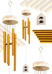 Plus Value Wind Chimes for Home Balcony Decor Items 6 Pipes Hanging Bells Six Rods for Positive Vibrations & Energy Garden Outdoors Office Melodious Metal Windchimes Sound (Gold)