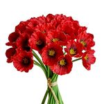 Mandy's 30pcs Red Artificial Poppy Silk Fake Flowers 13" for Mother's Day Easter Memorial Day Veterans Day Home Kitchen Wedding Decorations