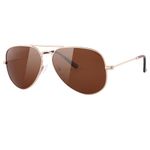 EFE Pilot Sunglasses Mens Womens Polarised Sunglasses Men Women Classic Aviator Sunglasses Metal Framed Sunglasses UV400 Protection for Holiday, Driving, Traveling, Fishing Brown