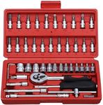 CRENTILA 46 In 1 Pcs Tool Kit & Hand Tool Kit Wrench Set Multi Purpose Combination Tool and Socket Set,Bike Tool Kit Set All Bike, Car Tool Kit Set